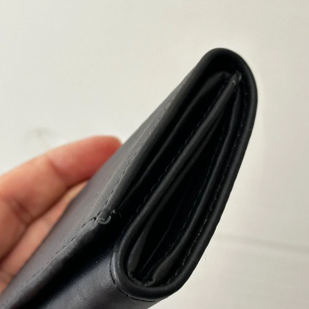 Artisan Hand-Made Black Leather Trifold Wallet Nicaragua Mens ID Window Pocket